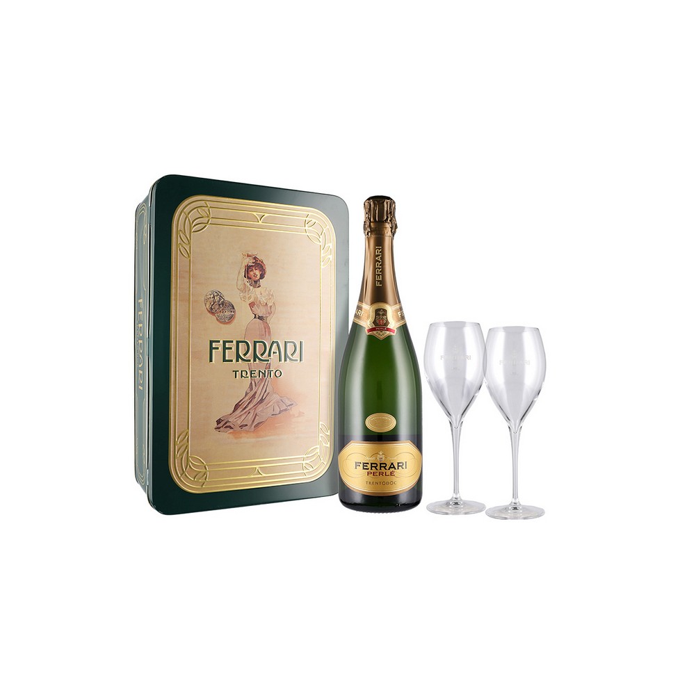 FERRARI SCATOLA DI LATTA PERLE' + 2 FLUTE 0.75 litri